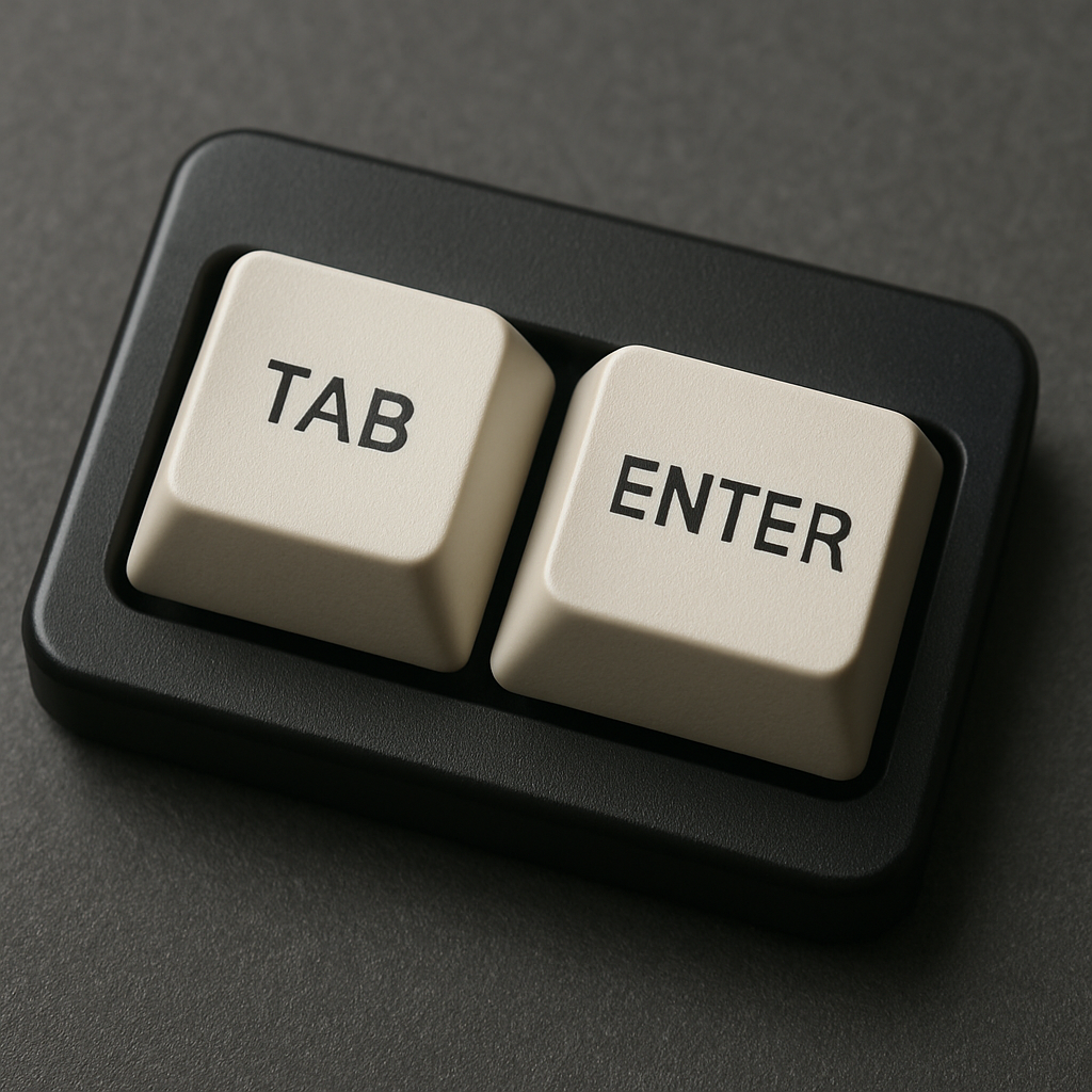 photo d'un clavier avec uniquement deux touches, tab et enter