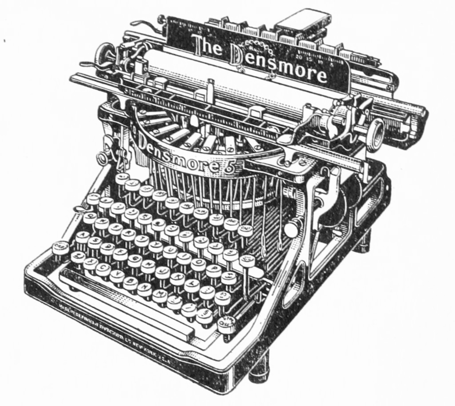 dessin d'une machine à écrire densmore